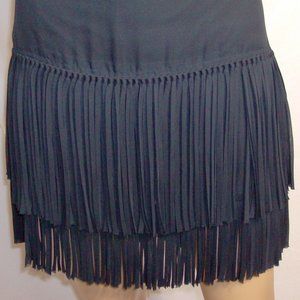 DKNYC Black Fringe Mini Skirt Size 8 NWT